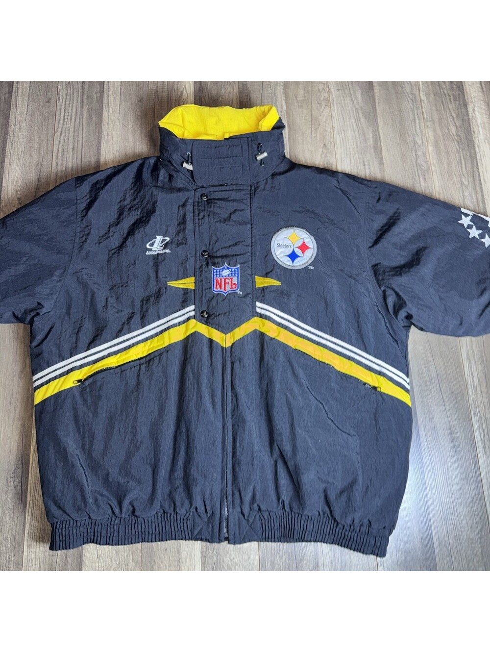 VINTAGE MENS PRO LINE AUTHENTIC PITTSBURGH STEELERS PULLOVER Zip JACKET IN  2XL